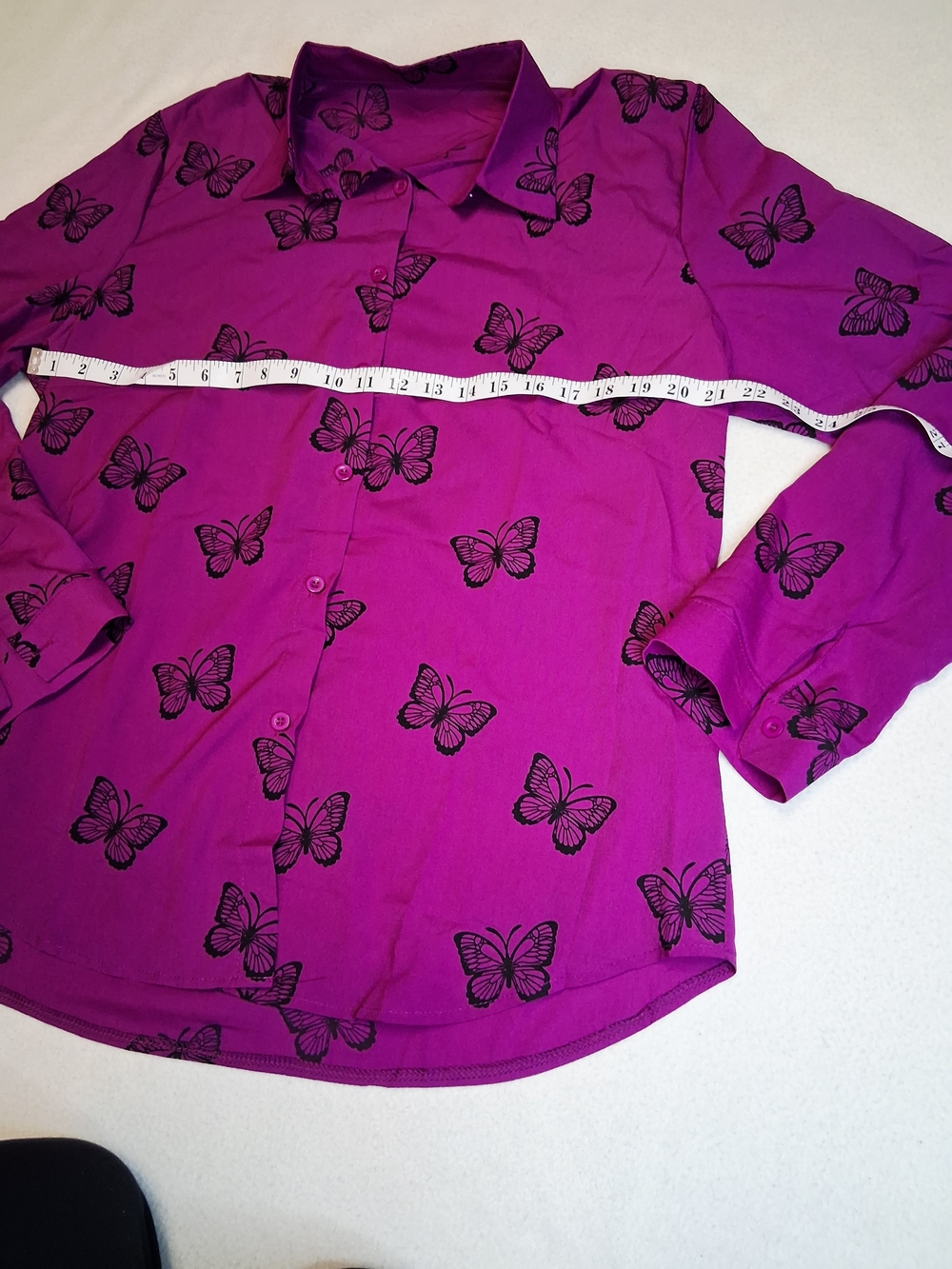 Womens Purple Butterfly Button-Up Shirt - Picture 3 of 4